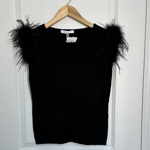 Sioni Women’s Knit Top with Fathers at Shoulders Black XS